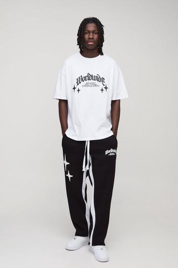 Oversized Worldwide T-Shirt & Gusset Jogger Set black