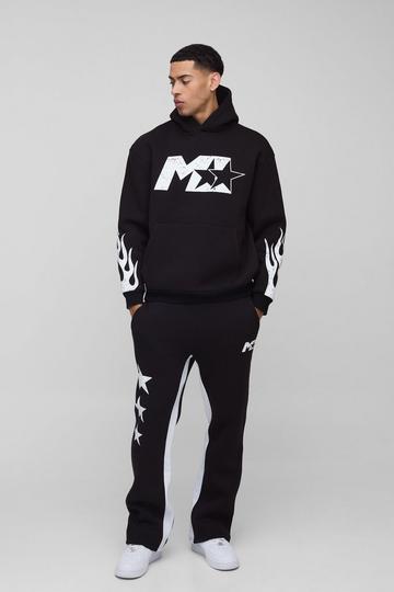 Oversized M Trainingspak Met Capuchon, Sterren En Gusset black