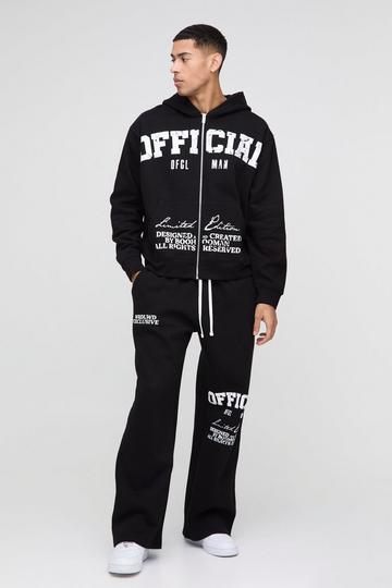 Oversized Boxy Official Print Tracksuit black