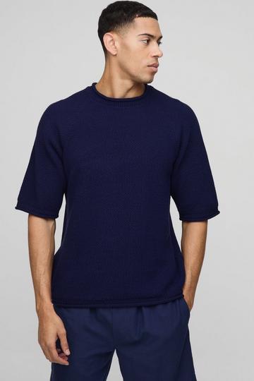 Waffle Knit T-Shirt navy