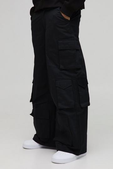 Extreme Baggy Rigid Multi Cargo Pocket Trousers black