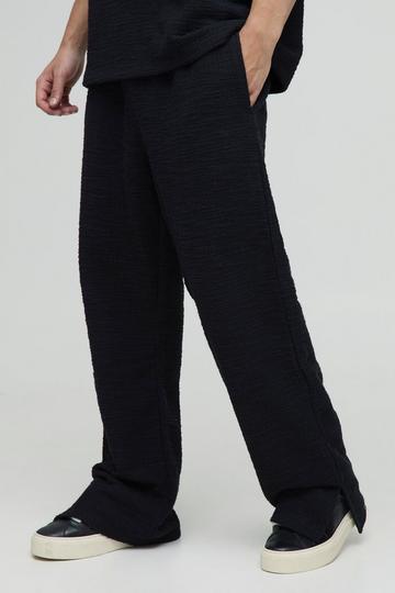 Straight Leg Split Hem Textured Jogger black