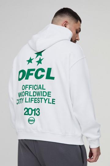 White Plus OFCL Star Graphic Oversized Hoodie