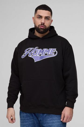 Plus Homme Varsity Oversized Hoodie black