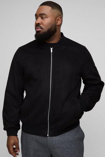 Plus Regular Fit Nep Suède Bomberjack black
