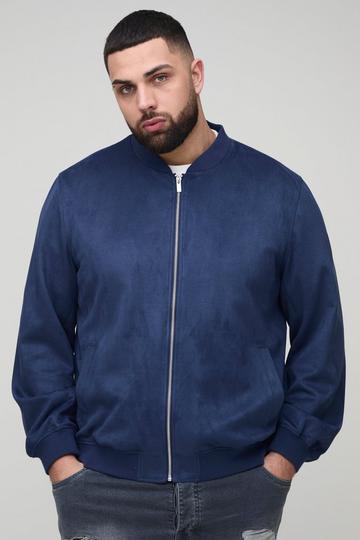 Plus Regular Fit Nep Suède Bomberjack navy