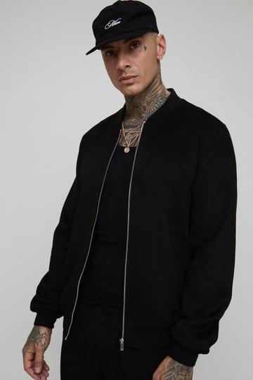 Tall Regular Fit Nep Suède Bomberjack black