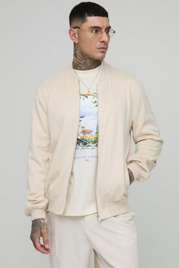 Tall Faux Suede Regular Fit Bomber Jacket stone