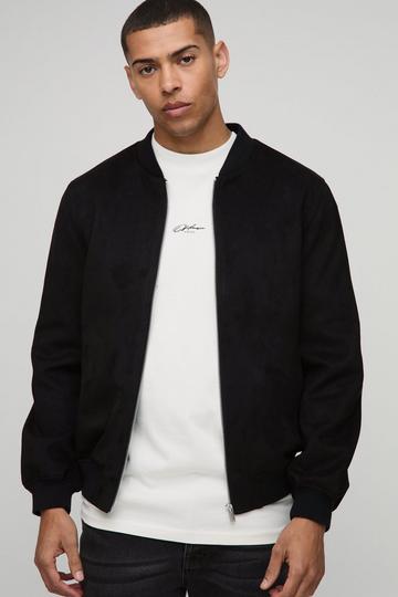 Regular Fit Nep Suède Bomberjack black