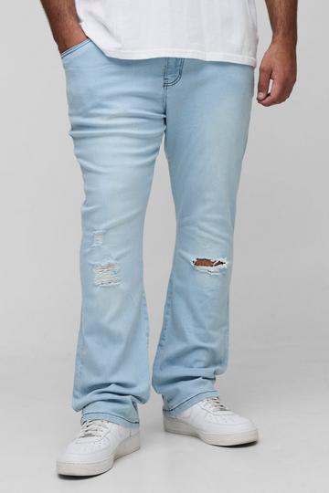 Plus Super Ripped Stretch Skinny Flared Jeans light wash
