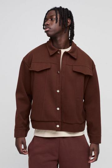 Boxy Herringbone Trucker Jacket brown