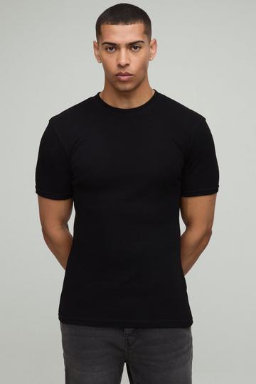 Muscle Fit Ribbed T-shirt black