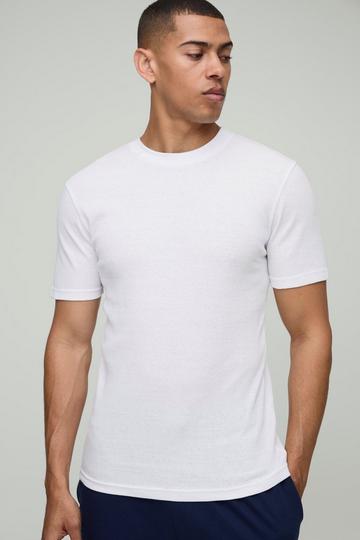Muscle Fit Ribbed T-shirt white