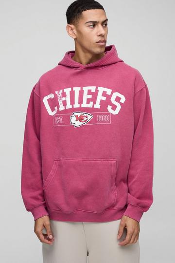 Red Oversized NFL Chiefs License Washed Hoodie