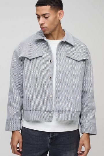 Boxy Herringbone Trucker Jacket grey