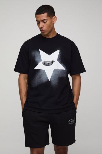Oversized BM Sterren T-Shirt En Shorts Set black