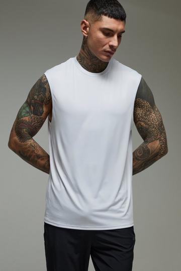 Tall Dunne Essentials Man Active Fitness Tank Top white