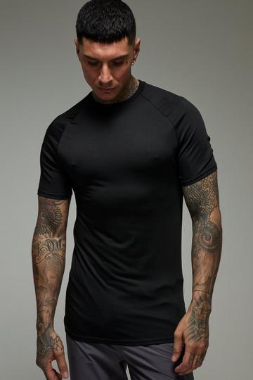 Tall Muscle Fit Muscle Fit Man Active Essentials Raglan T-Shirt black