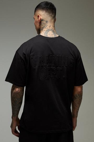 Tall Oversized Man Active Training Dept T-Shirt Met Reliëf black