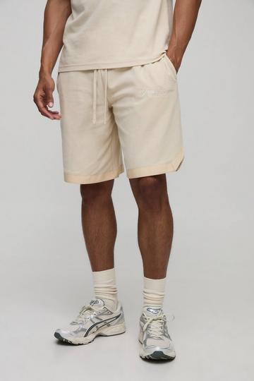 Homme Mid Length Pique Basketball Shorts ecru