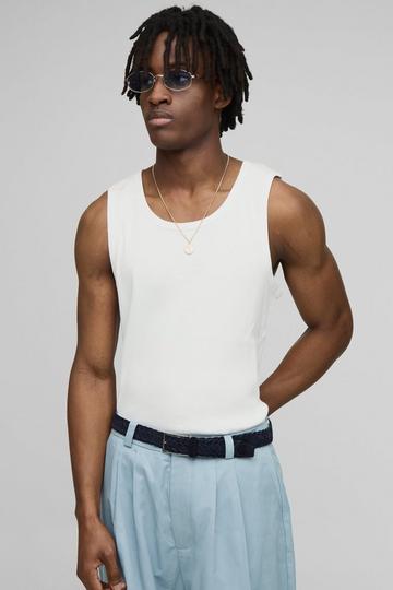 Slim Fit BHM Collection Ribbed Vest white