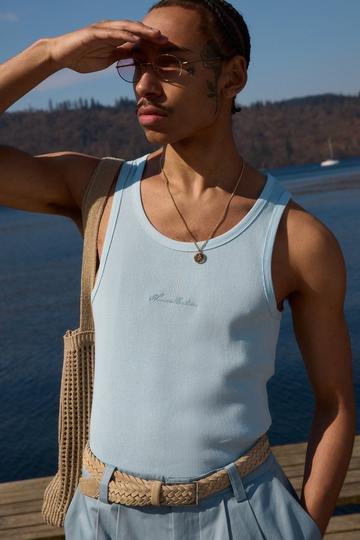 Light Brown Slim Fit BHM Collection Ribbed Vest