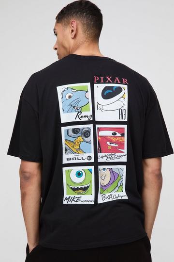 Oversized Disney Pixar Multi Character License Printed T-Shirt black