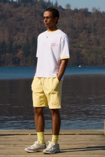 Oversized Ringer T-Shirt & Shorts Set yellow