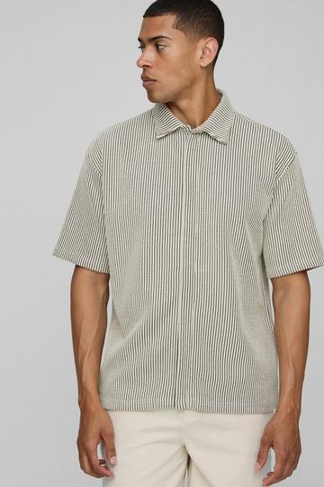 Oversized Geribbeld Jersey Two-Tone Overhemd Met Verborgen Plakaat ecru