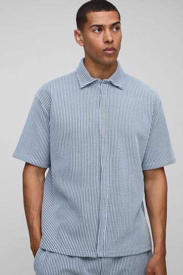 Light Brown Oversized Two-Tone Ribbed Jersey Shirt