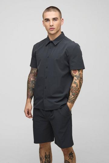 Regular Fit Technical Stretch Shirt & Comfort Short Set dark grey