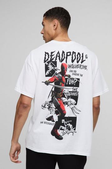 Oversized Deadpool Marvel License Printed T-Shirt white