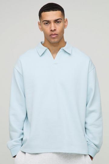 Oversized Revere Polo Sweatshirt light blue