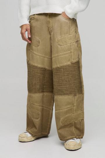 Oil Wash Extreme Baggy Biker Jeans brown