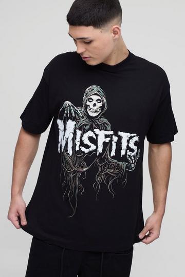 Oversized Misfits Band License Printed T-Shirt black