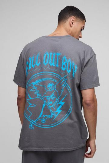 Oversized Fall Out Boy Band License Printed T-Shirt charcoal