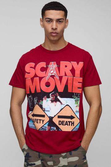 Oversized Scary Movie License Printed T-Shirt burgundy