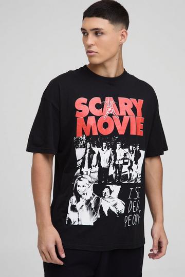 Oversized Scary Movie License Printed T-Shirt black