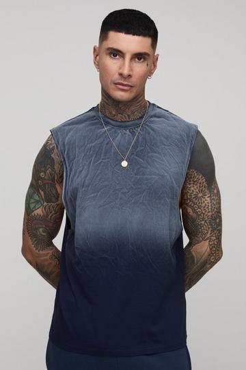 Tall Regular Fit Drop Armhole Spray Wash Tank navy