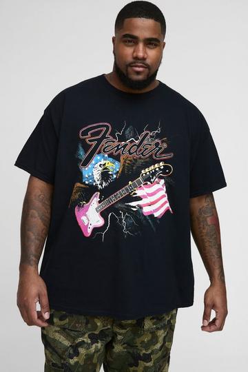 Black Plus Fender License Print T-Shirt