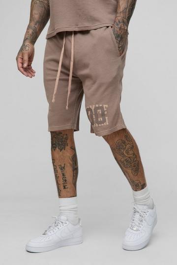Tall Baggy Jersey Wafel Gebreide Shorts Met Print brown