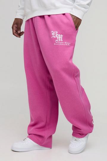 Plus Oversized Homme Applique Joggers pink