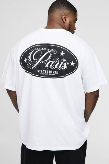 Plus Oversized Paris Print T-Shirt white