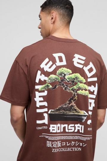 Oversized Bonsai Tree Print T-shirt chocolate