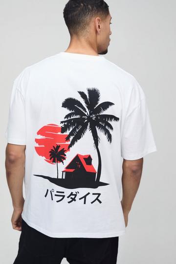 Oversized Palmboom Landschap Shadow T-Shirt white