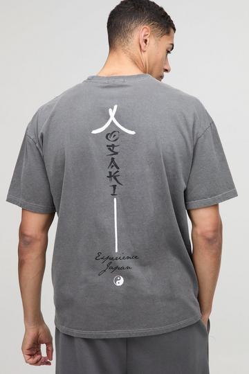 Oversized Gebleekt Japan T-Shirt charcoal