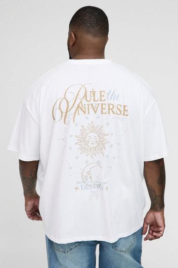 Plus Oversized Rule The Universe Print T-Shirt white