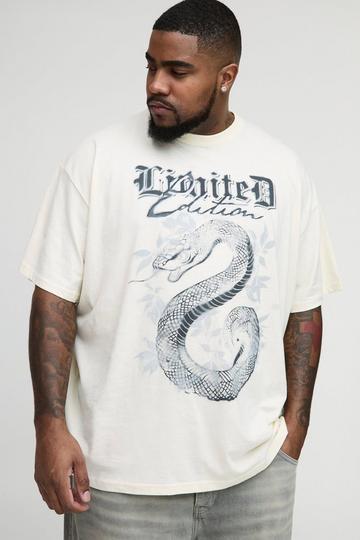 Plus Oversized Limited Snake Print T-Shirt ecru