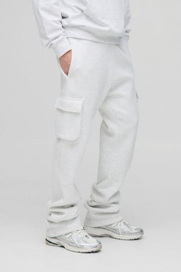 Tall Slim Stacked Flare Cargo Joggers grey marl