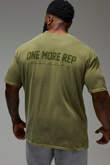 Man Active One More Rep Oversized Washed T-shirt green olive